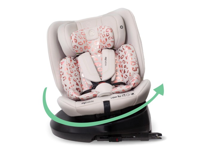 MBCS200 Spin R129 Car Seat with Top Tether – Pink Leopard