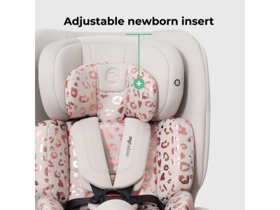 MBCS200 Spin R129 Car Seat with Top Tether – Pink Leopard