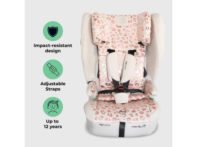 My Babiie Foldable Car Seat - Pink Leopard | R129