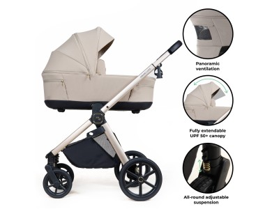 My Babiie MB450 LUXE 3-in-1 Travel System with Base - Feather