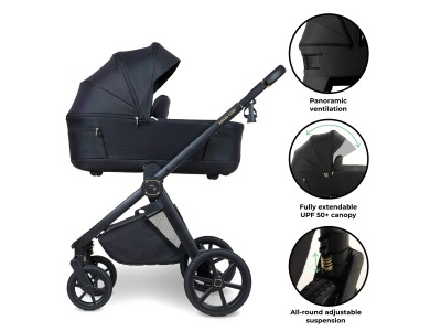 My Babiie MB450 LUXE 3-in-1 Travel System with Base - Black