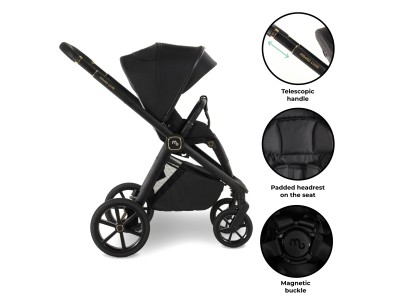 My Babiie MB450 LUXE 3-in-1 Travel System with Base - Black