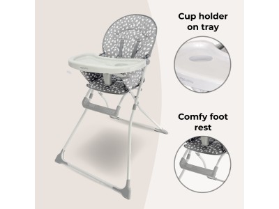 My Babiie MBHC1 Compact Highchair - Grey Dalmatian | Baby Snooze