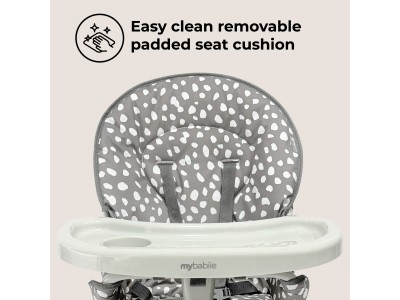 My Babiie MBHC1 Compact Highchair - Grey Dalmatian | Baby Snooze