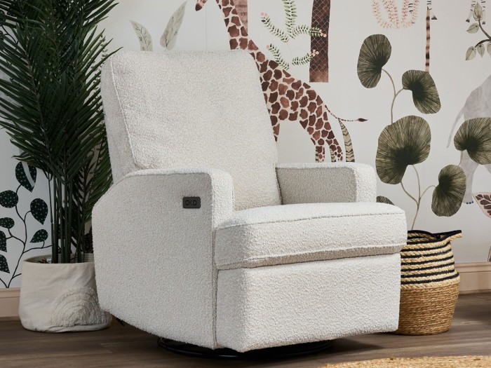 Obaby Madison Electric Swivel Glider Recliner Chair Boucle