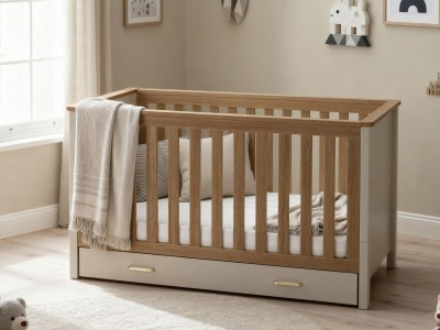 Babymore Mira Cot Bed - Cashmere Warm Oak