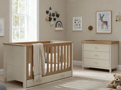 Babymore Mira 2 Piece Nursery Room Set - Cashmere Warm Oak