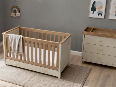 Babymore Mira 2 Piece Nursery Room Set - Cashmere Warm Oak