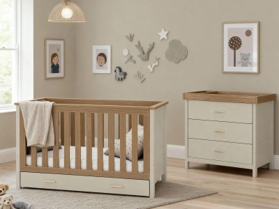 Babymore Mira 2 Piece Nursery Room Set - Cashmere Warm Oak