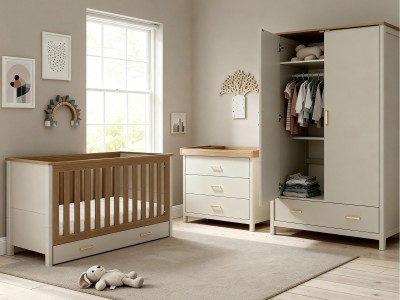 Babymore Mira 3 Piece Nursery Room Set - Cashmere Warm Oak