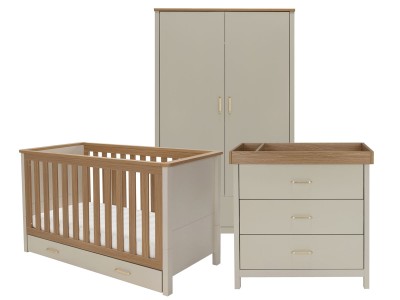 Babymore Mira 3 Piece Nursery Room Set - Cashmere Warm Oak