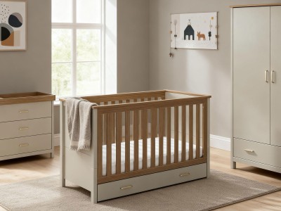 Babymore Mira 3 Piece Nursery Room Set - Cashmere Warm Oak