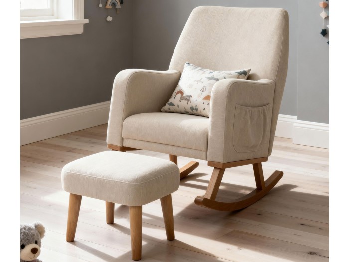 Callie Nursing Chair with Stool - Oatmeal| Babymore