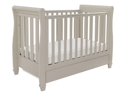 Babymore Eva Sleigh Drop Side Cot Bed - Grey | Baby Snooze