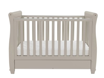 Babymore Eva Sleigh Drop Side Cot Bed - Grey | Baby Snooze