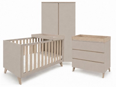 Dante Cot Bed 3 piece roomset with cot top changer-Cashmere | Babymore