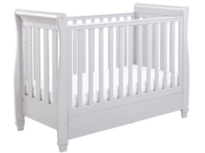 Babymore Eva Sleigh Drop Side Cot Bed - Grey | Baby Snooze