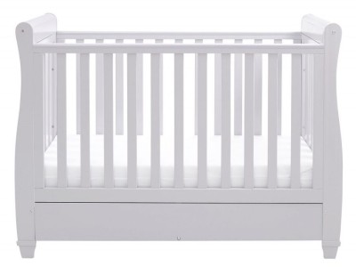 Babymore Eva Sleigh Drop Side Cot Bed - Grey | Baby Snooze
