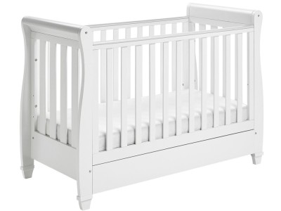Babymore Eva Sleigh Drop Side Cot Bed - White | Baby Snooze