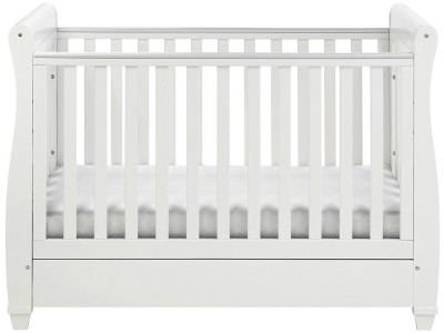 Babymore Eva Sleigh Drop Side Cot Bed - White | Baby Snooze
