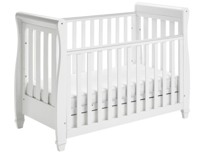Babymore Eva Sleigh Drop Side Cot Bed - White | Baby Snooze