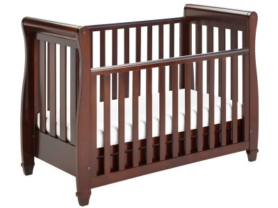 Babymore Eva Sleigh Drop Side Cot Bed - Brown | Baby Snooze