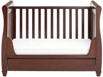 Babymore Eva Sleigh Drop Side Cot Bed - Brown | Baby Snooze