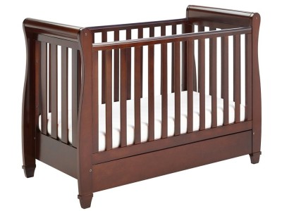 Babymore Eva Sleigh Drop Side Cot Bed - Brown | Baby Snooze