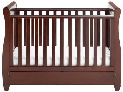 Babymore Eva Sleigh Drop Side Cot Bed - Brown | Baby Snooze