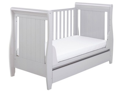 Babymore Stella Sleigh Drop Side Cot Bed – Grey | Baby Snooze