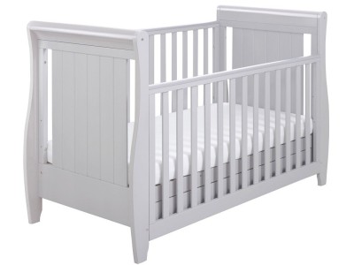 Babymore Stella Sleigh Drop Side Cot Bed – Grey | Baby Snooze