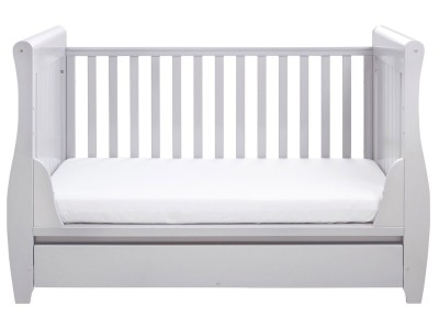 Babymore Stella Sleigh Drop Side Cot Bed – Grey | Baby Snooze