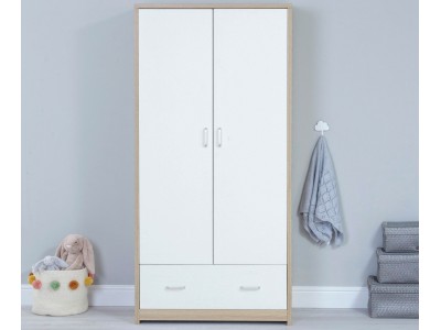 Babymore Luno Veni Wardrobe - White Oak | Baby Snooze
