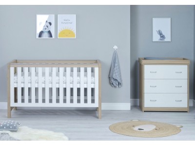 Babymore Luno 2 Piece Room Set - Oak White | Baby Snooze