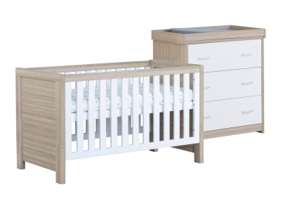 Babymore Luno 2 Piece Room Set - Oak White | Baby Snooze