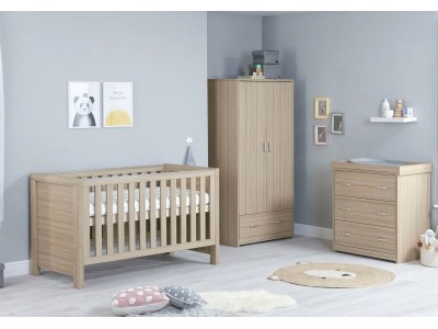 Babymore Luno 3 Piece Room Set – Oak | Baby Snooze