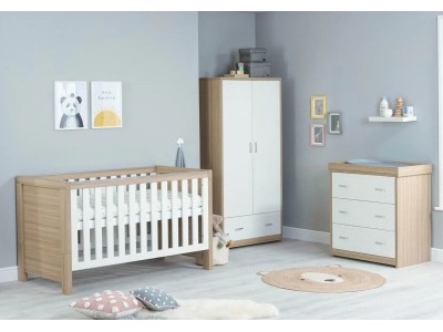 Babymore Luno 3 Piece Room Set – Oak White | Baby Snooze