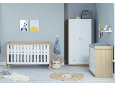 Babymore Luno 3 Piece Room Set – Oak White | Baby Snooze