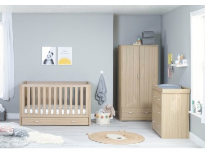 Luno 3 Piece Room Set with Drawer - Oak | Babymore