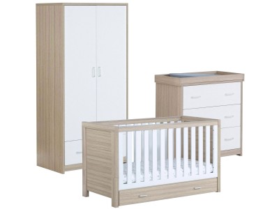 Luno 3 Piece Room Set With Drawer – Oak White | Babymore