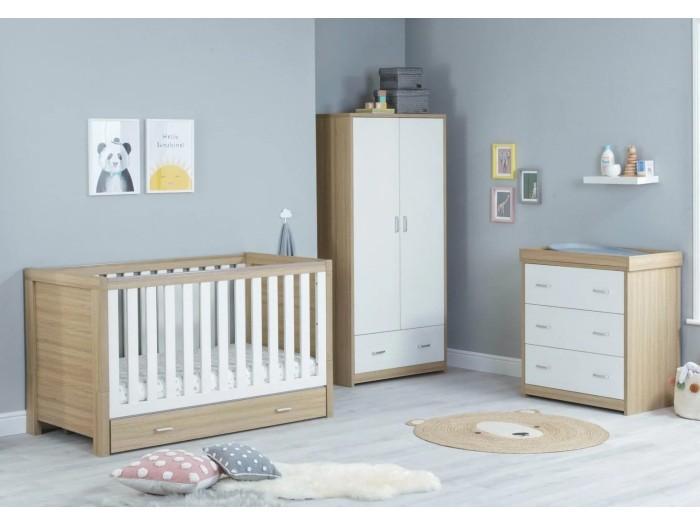 Luno 3 Piece Room Set With Drawer – Oak White | Babymore
