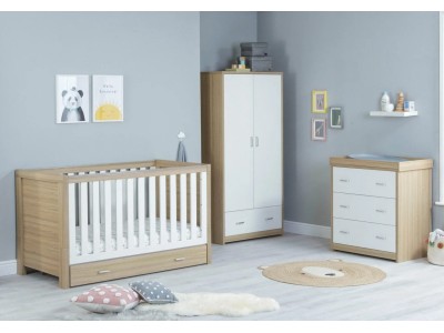 Luno 3 Piece Room Set With Drawer – Oak White | Babymore