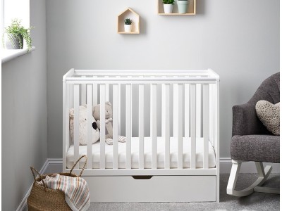 Obaby Bantam Space Saver Cot - White | Baby Snooze