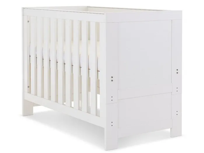 Obaby Nika Mini Cot Bed - White Wash | Baby Snooze