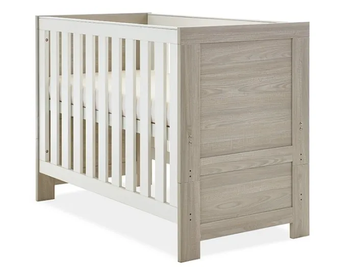 Obaby Nika Mini Cot Bed - Grey Wash & White