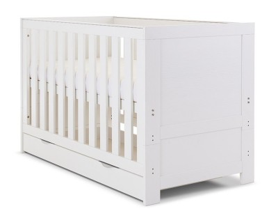 Obaby Nika Cot Bed - White Wash | Baby Snooze