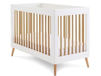 Obaby Maya Mini Cot Bed - White with Natural | Baby Snooze