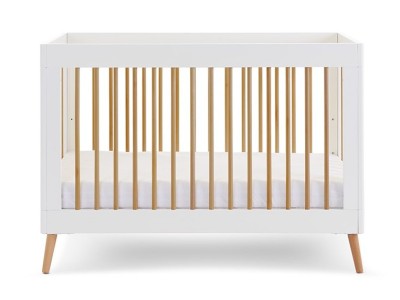 Obaby Maya Mini Cot Bed - White with Natural | Baby Snooze