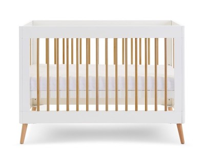 Obaby Maya Mini Cot Bed - White with Natural | Baby Snooze