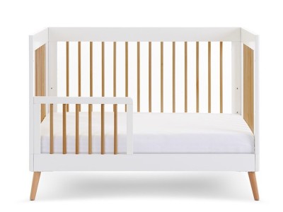Obaby Maya Mini Cot Bed - White with Natural | Baby Snooze
